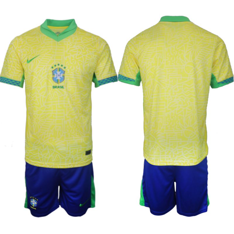 Men 2024-2025 Season Brazil home yellow Blank Soccer Jersey->->Soccer Country Jersey